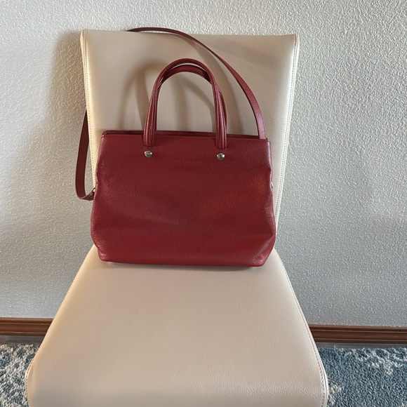 Longchamp Top Handle Leather Satchel. Red - Picture 4 of 5
